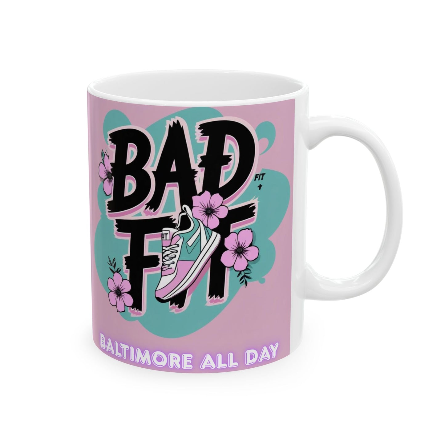 BadFit Pink Ceramic Mug, (11oz, 15oz)
