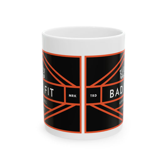 Bad Fit Orange Graphic Ceramic Mug — Bold Black & Orange Graphic Coffee Cup (11oz/15oz)