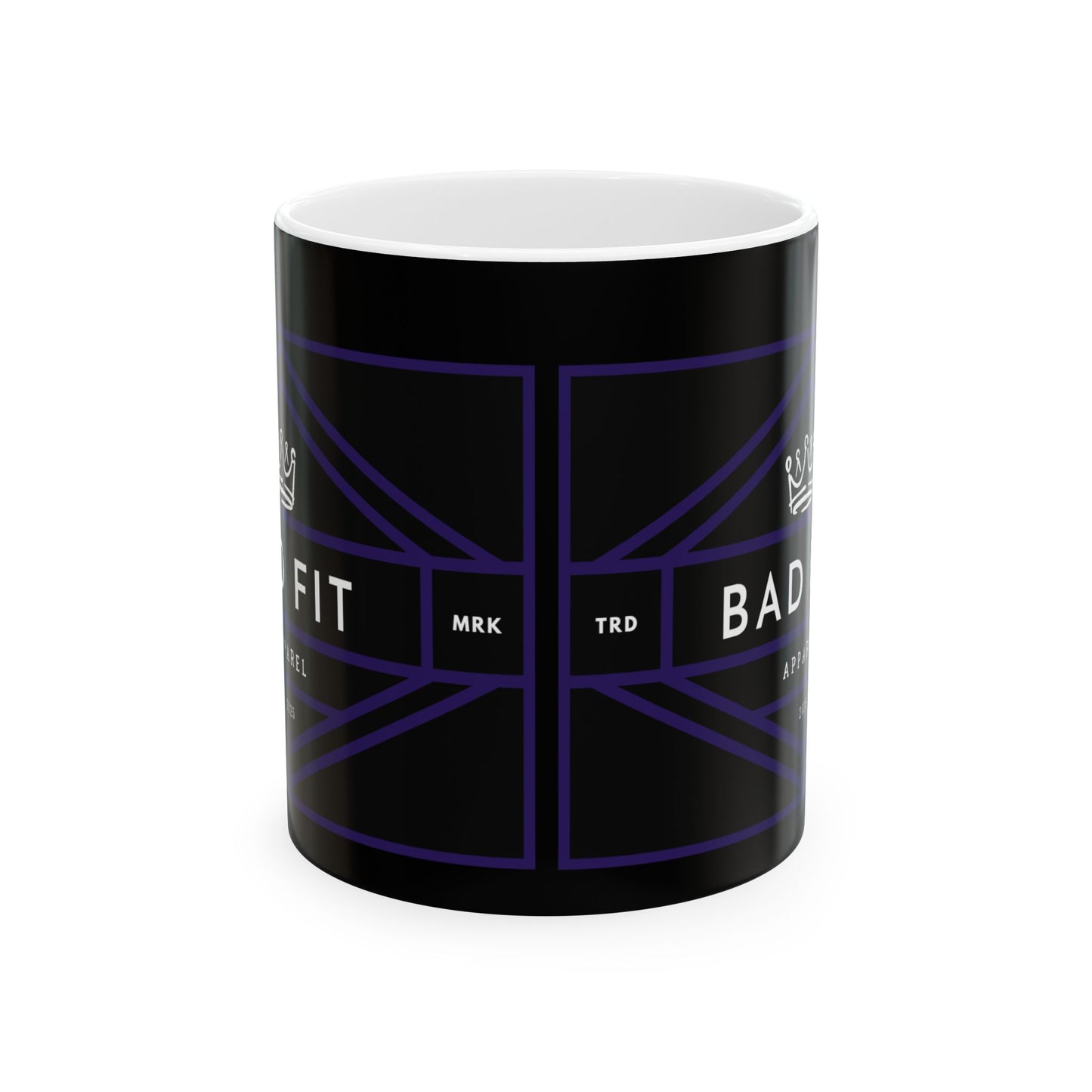 Bad Fit Purple Graphic Ceramic Mug (11oz/15oz) — Minimal Dark Geometric Coffee Cup