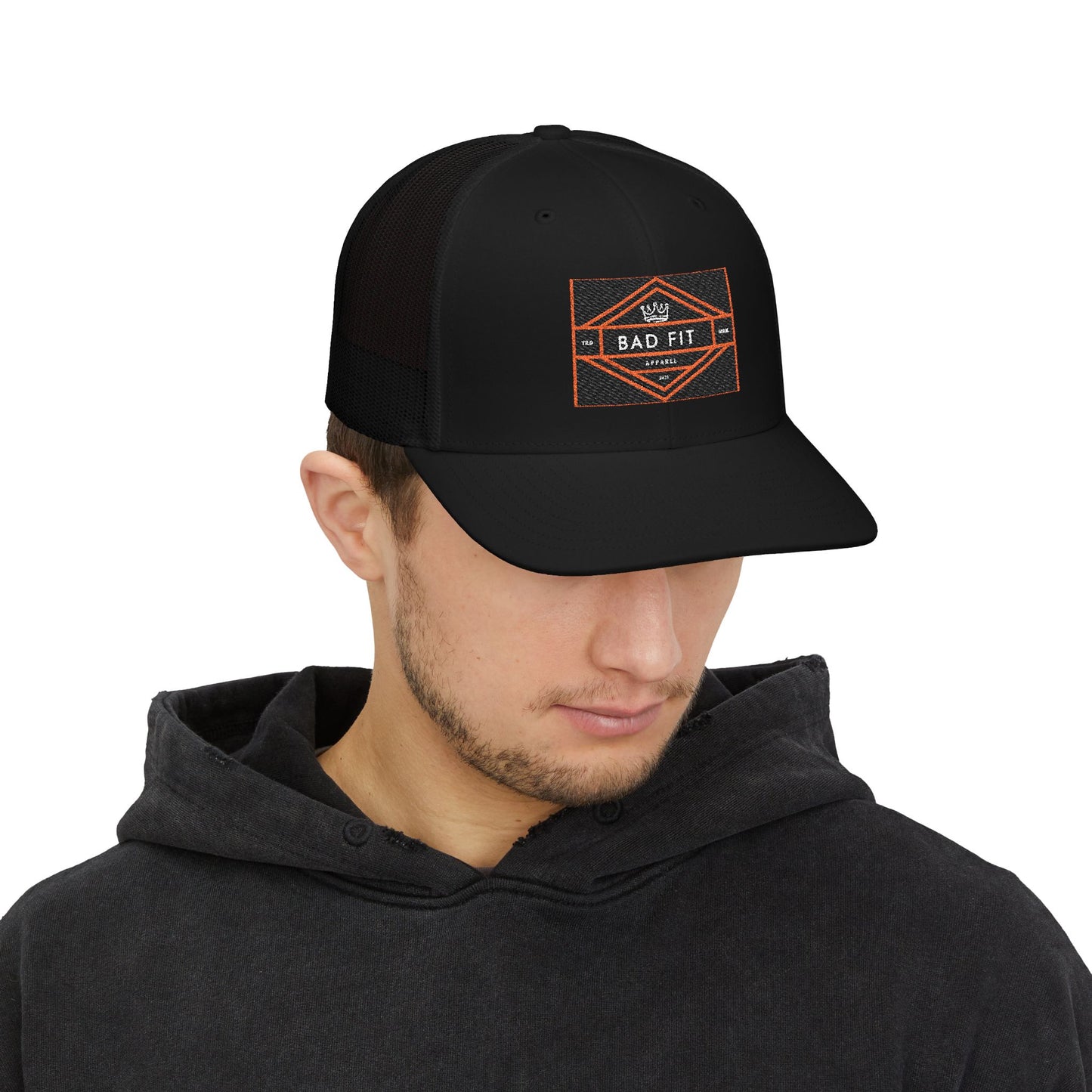 Bad Fit Orange Embroidered Trucker Cap