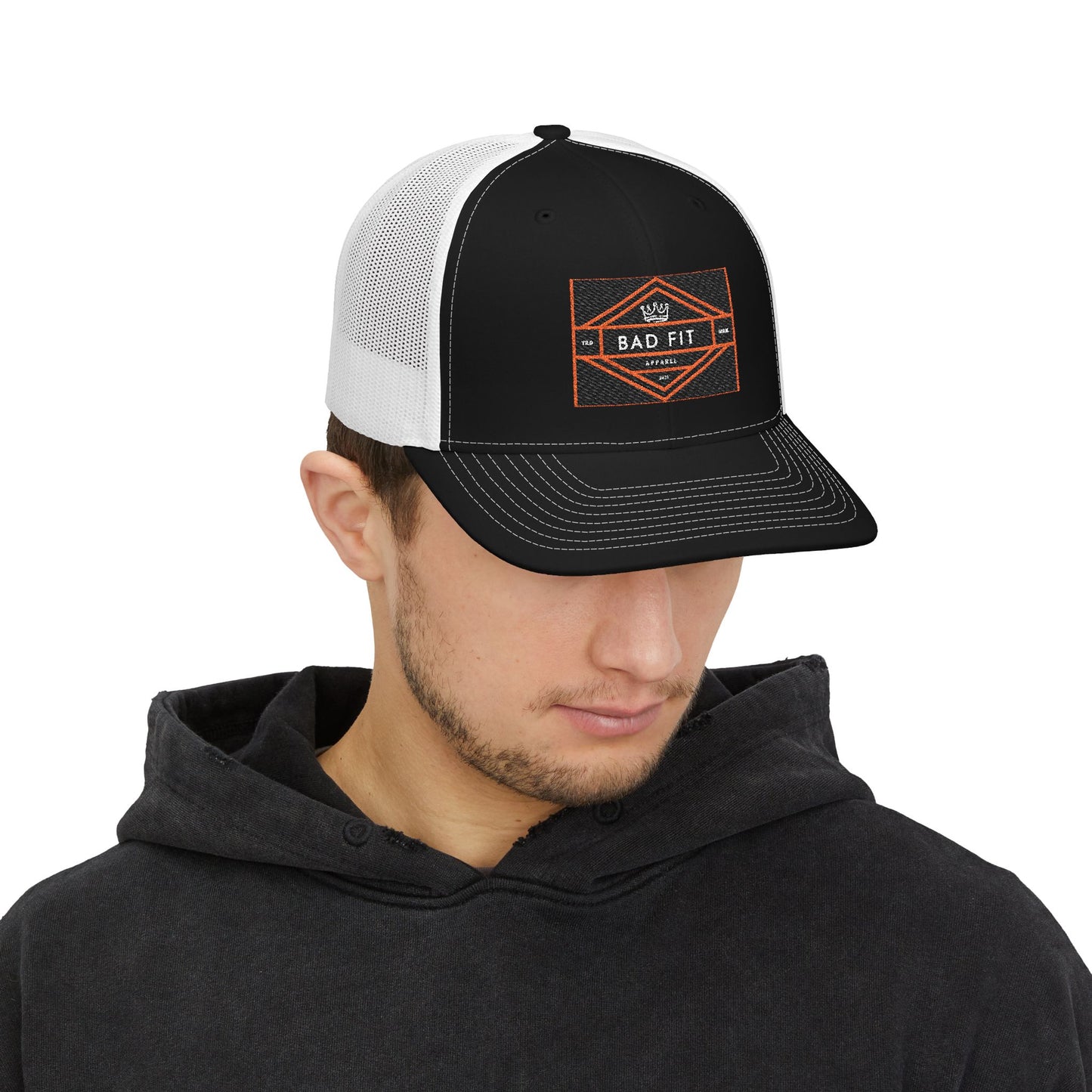 Bad Fit Orange Embroidered Trucker Cap