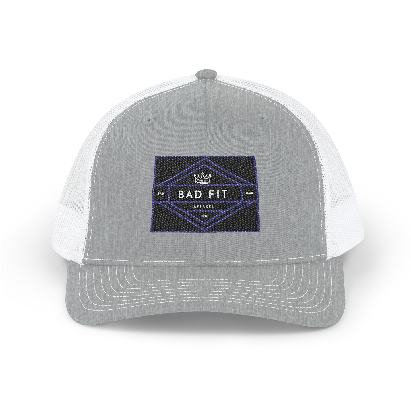 Bad Fit Purple Embroidered Trucker Hat – Retro Patch Snapback Cap