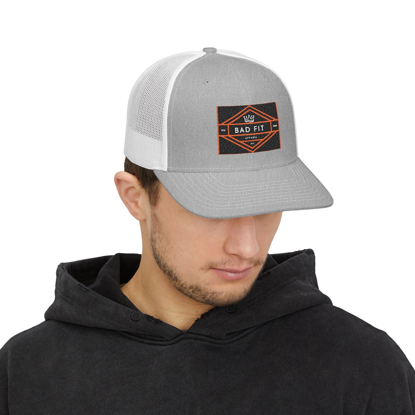 Bad Fit Orange Embroidered Trucker Cap