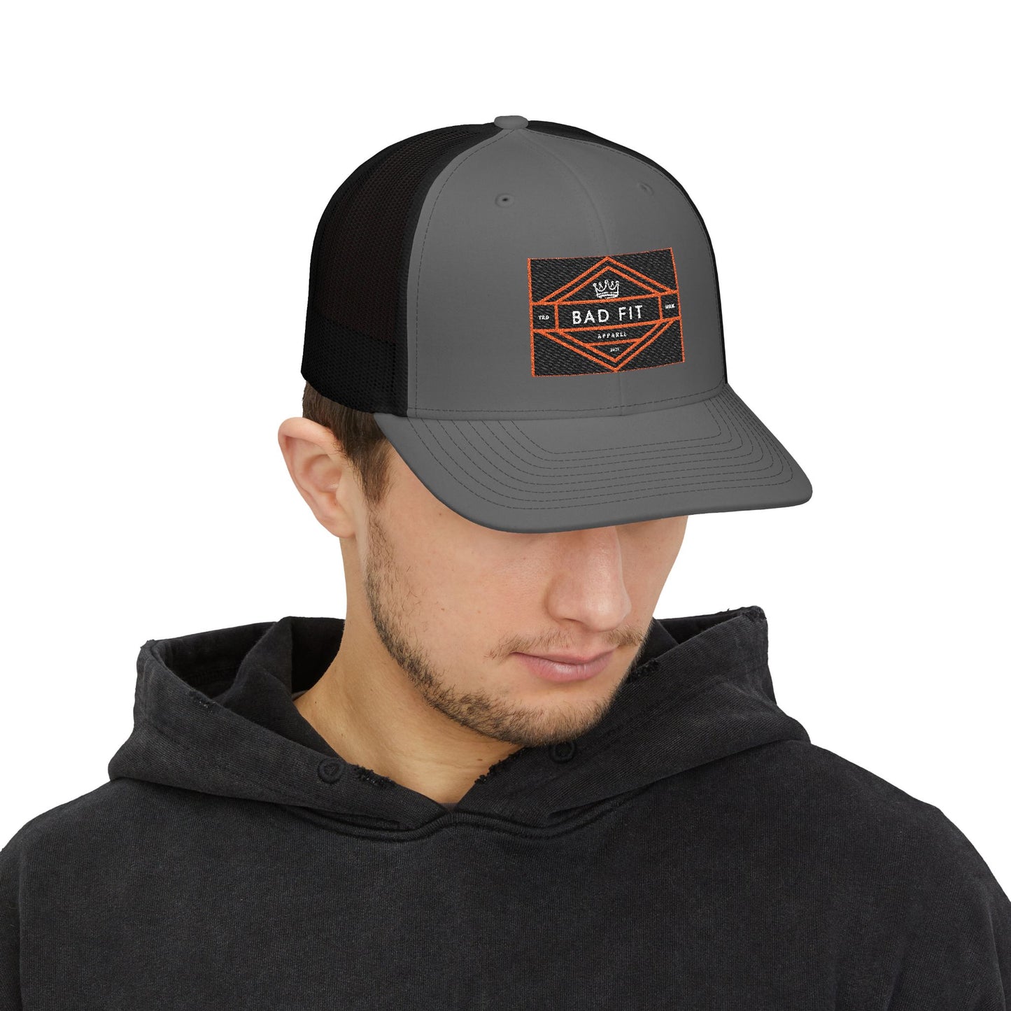 Bad Fit Orange Embroidered Trucker Cap