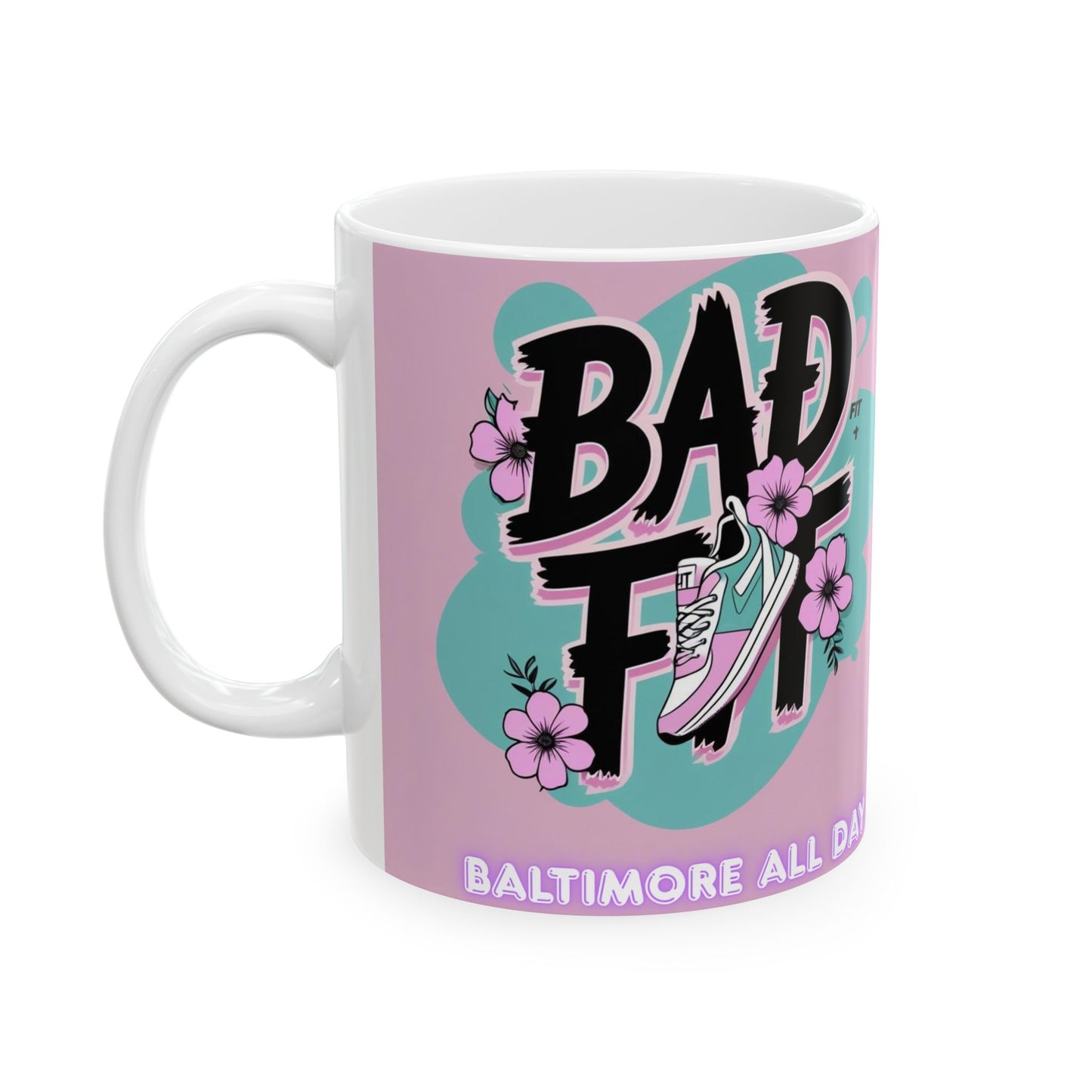 BadFit Pink Ceramic Mug, (11oz, 15oz)