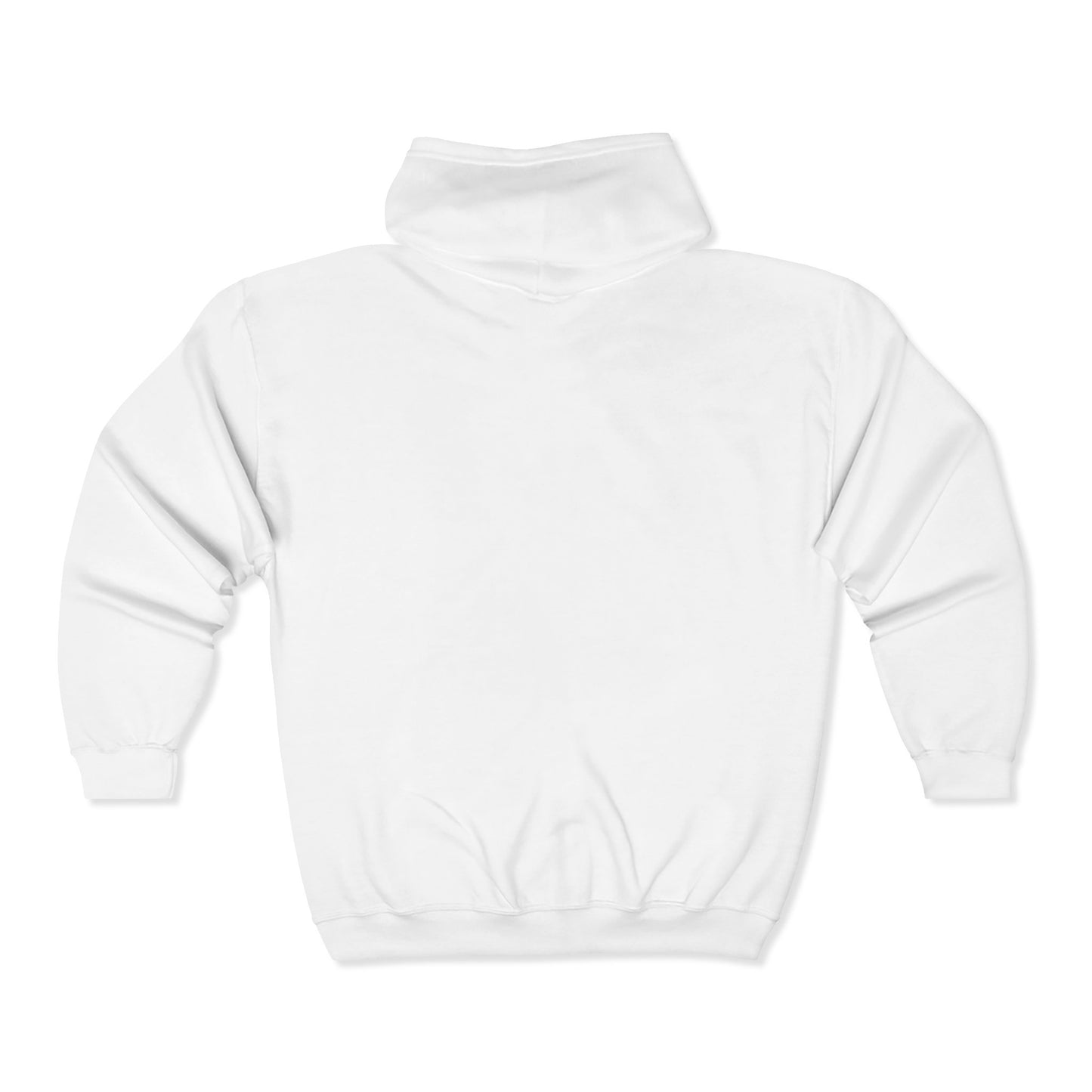 Minimalist Patch White Zip Hoodie — Small Chest Logo Full‑Zip Sweatshirt